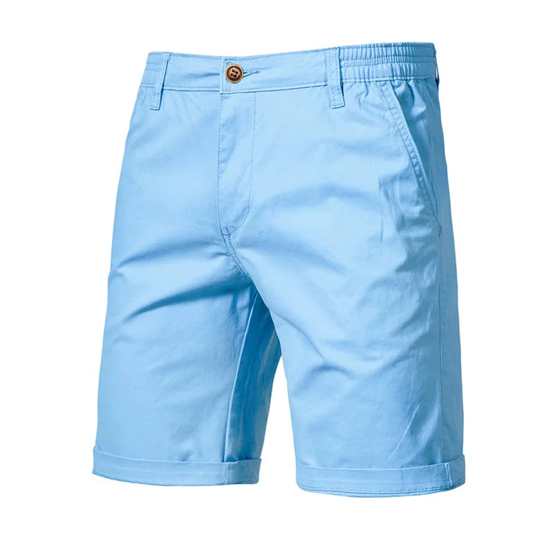 Short homme à taille partiellement élastiquée, coloris Bleu clair