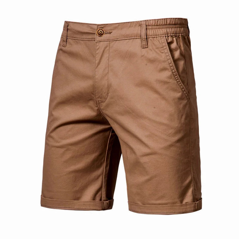 Short homme à taille partiellement élastiquée, coloris Marron