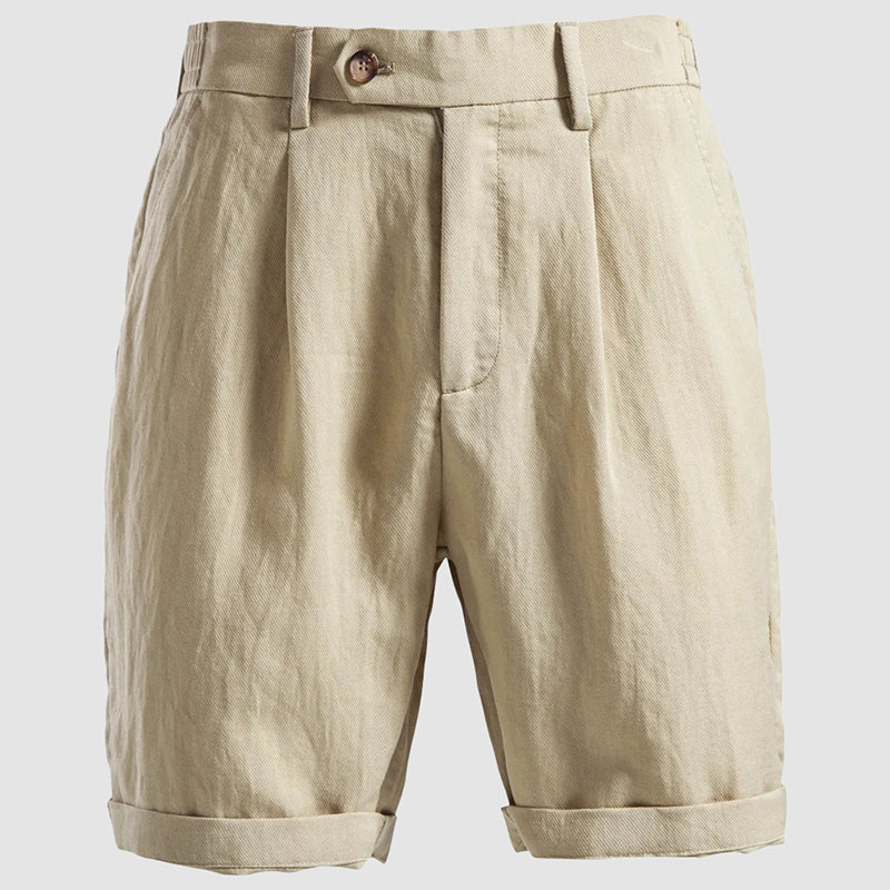 Short homme chino plissé, coloris Beige