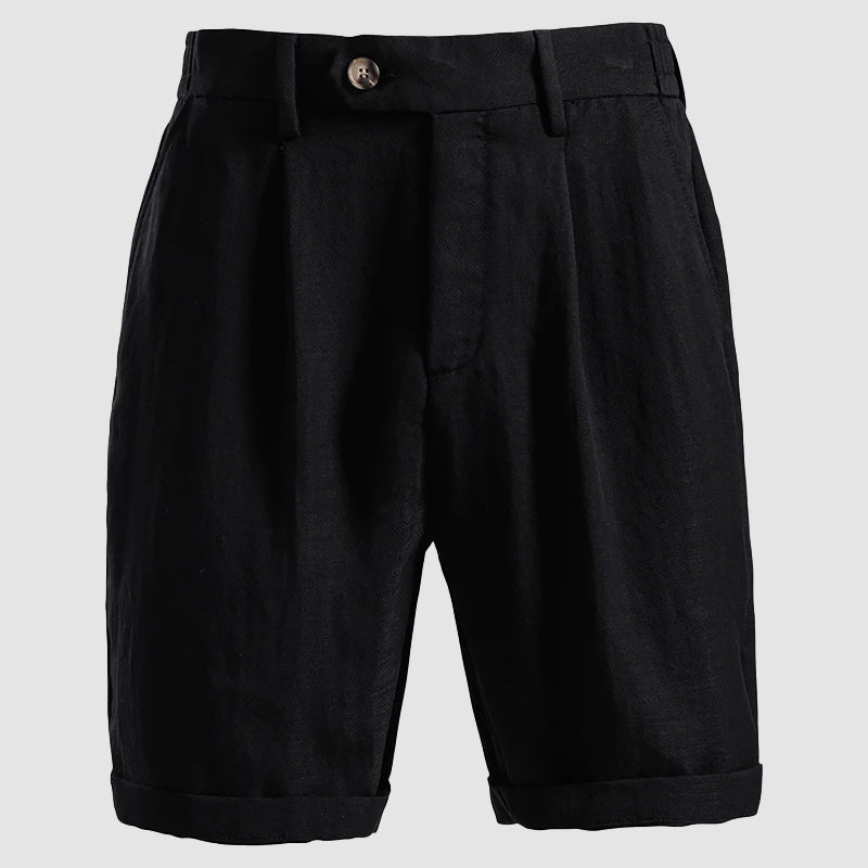 Short homme chino plissé, coloris Noir