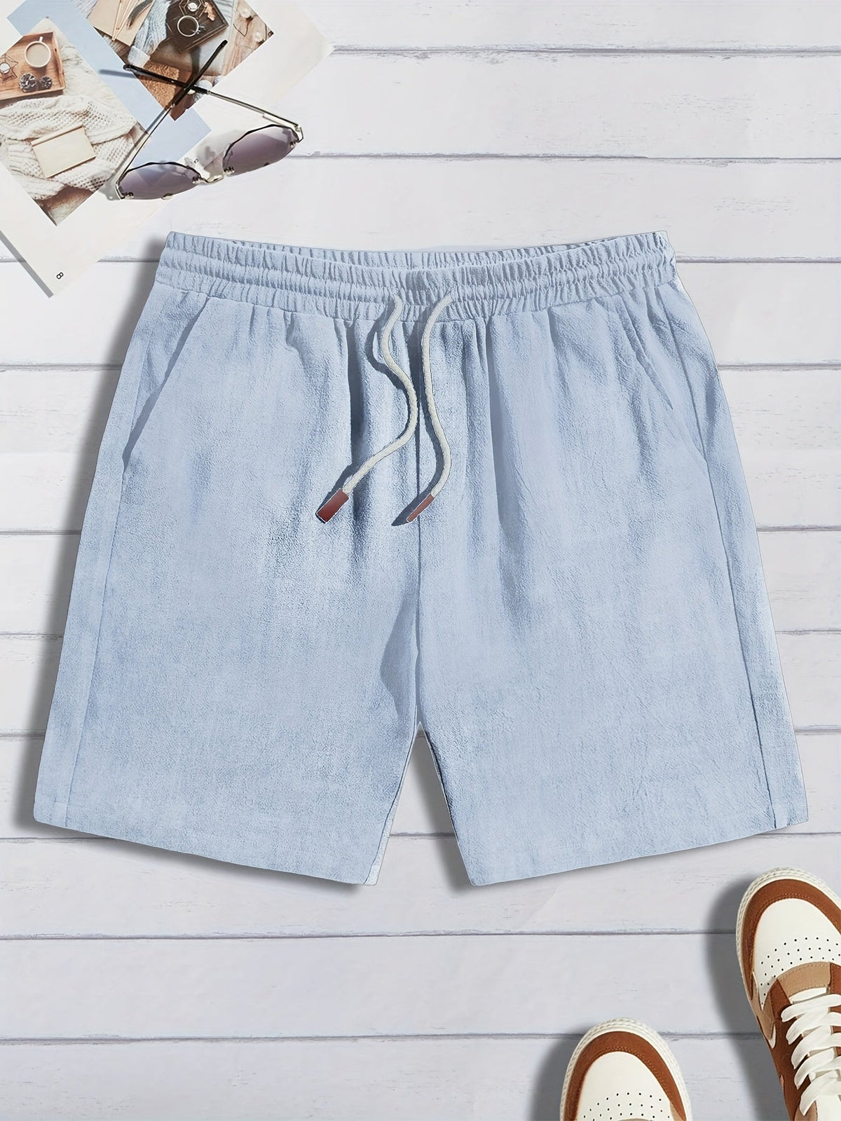 Short homme finition texturée, coloris Bleu clair