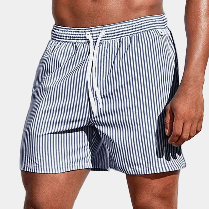 Short homme rayé à cordon, coloris Gris