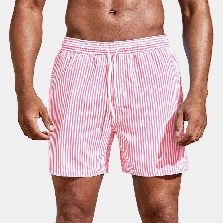 Short homme rayé à cordon, coloris Rose