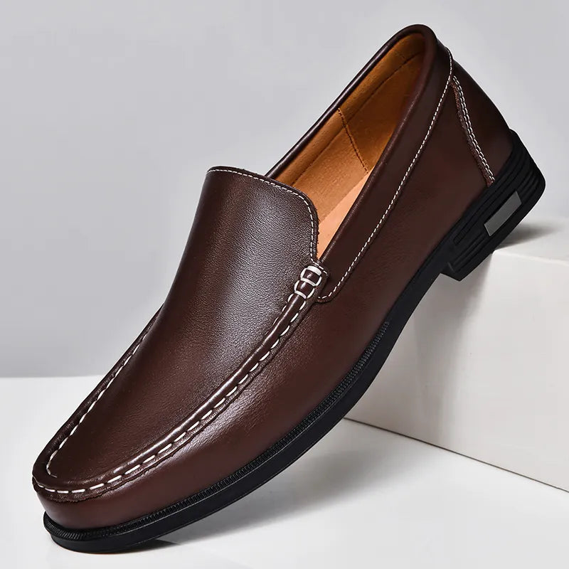 Mocassins homme bout cousu, coloris Marron