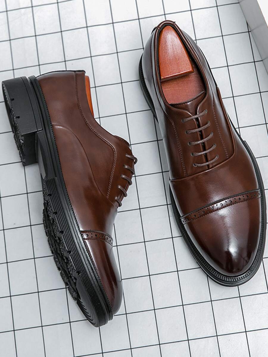 Souliers homme à lacets bout rapporté, coloris Marron