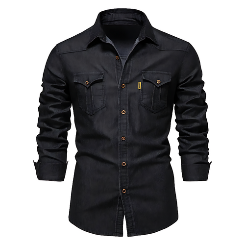 Chemise Homme en Jean Coupe Slim, coloris Noir