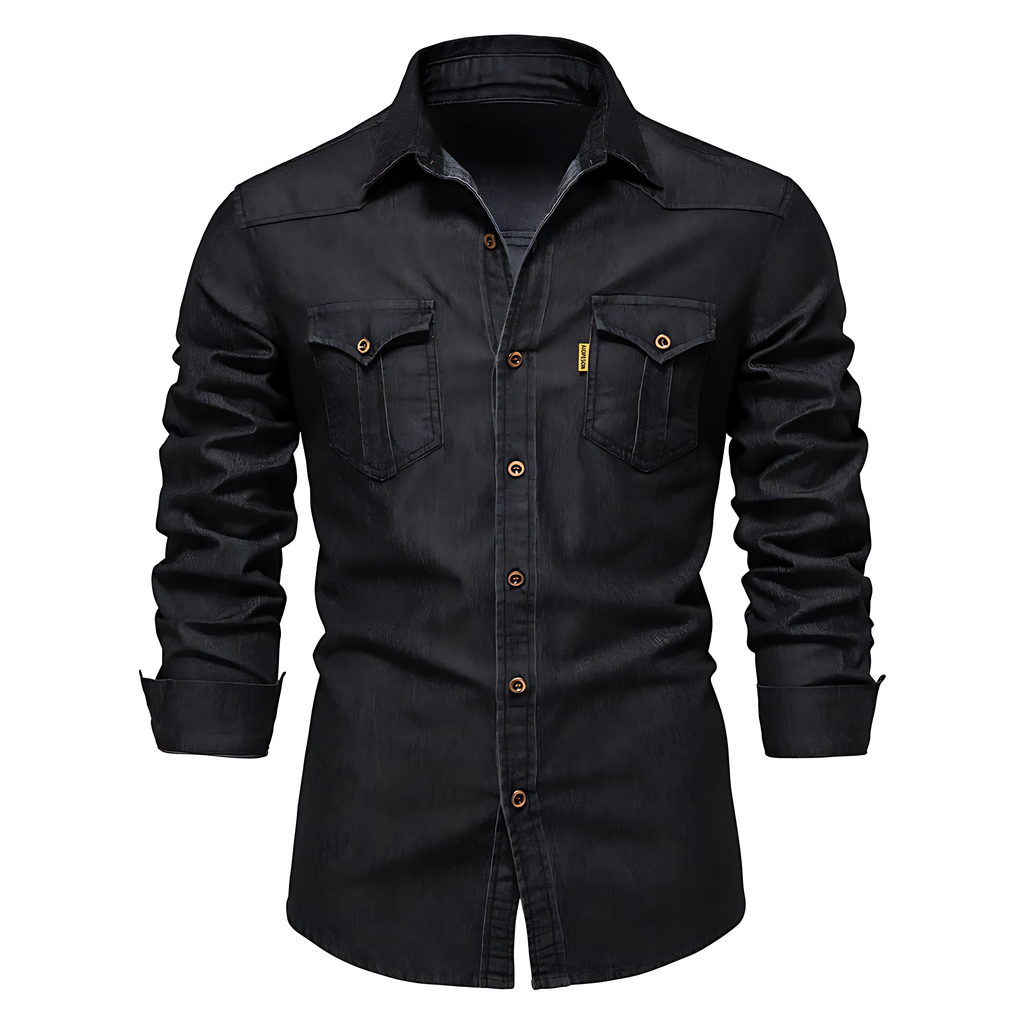 Chemise en Denim de Coton pour Homme, coloris Noir