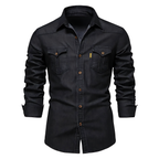 Chemise en Denim de Coton pour Homme, coloris Noir