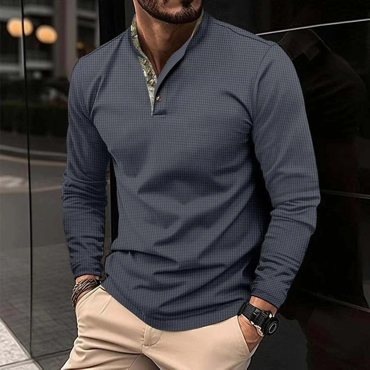 Polo à Manches Longues pour Homme, coloris Gris