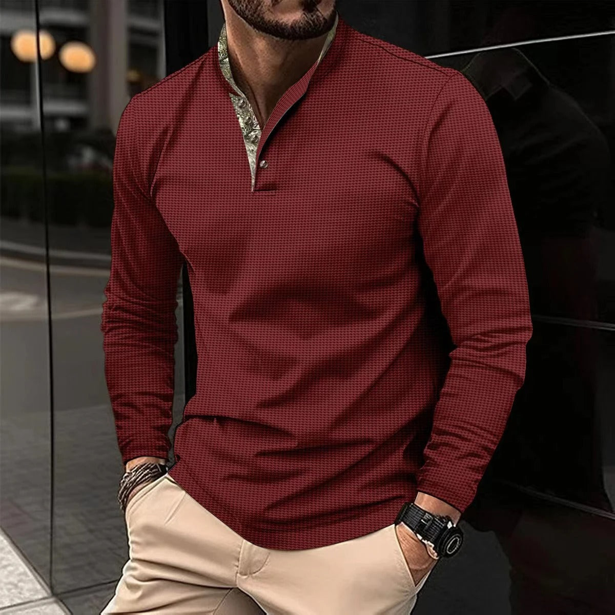 Polo à Manches Longues pour Homme, coloris Rouge