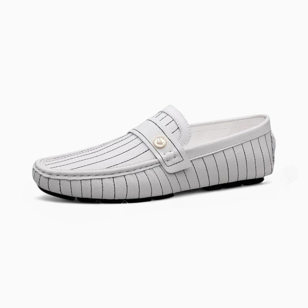 Mocassins Décontractés En Effet Cuir Blanc Pour Hommes, vue principale