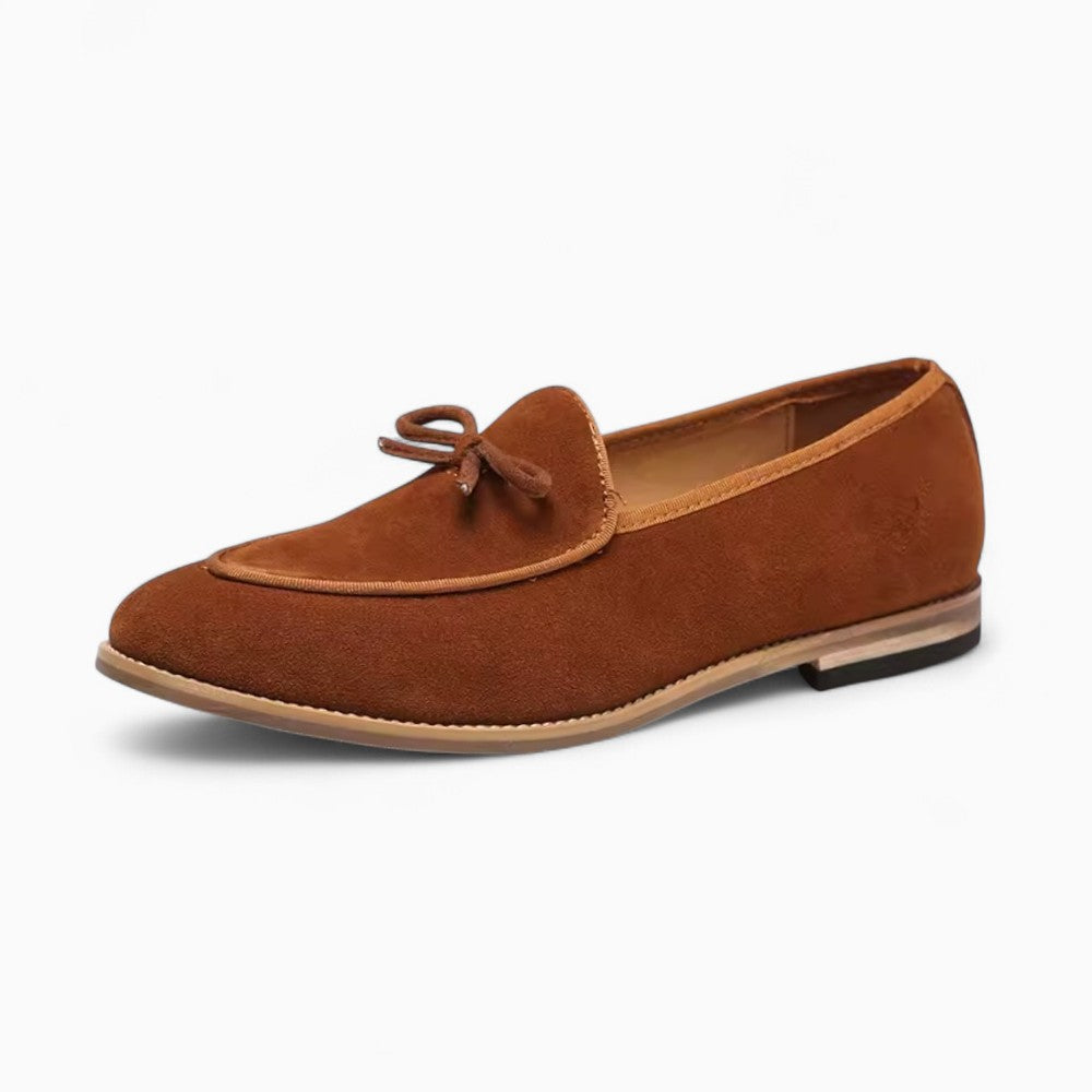 Mocassins Colorés Unis En Daim Pour Hommes, coloris Marron, vue principale