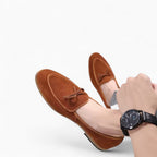 Mocassins Colorés Unis En Daim Pour Hommes, coloris Marron, vue 2