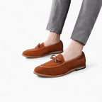 Mocassins Colorés Unis En Daim Pour Hommes, coloris Marron, vue 3