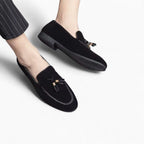 Mocassins classiques à glands effet daim en PU, coloris Noir, vue 4