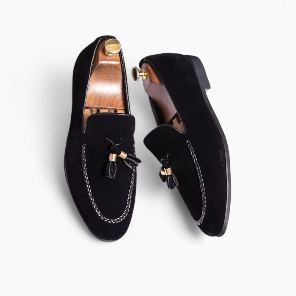 Mocassins classiques à glands effet daim en PU, coloris Noir, vue 3