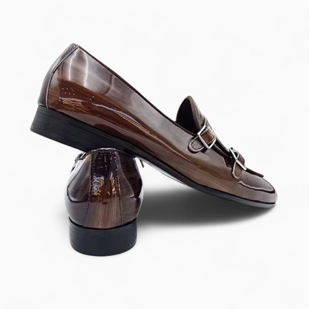 Mocassins marron à double boucle, vue 3